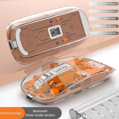 Razemate Transparent Wireless Mouse – Bluetooth 5.3 & 2.4GHz Dual Mode, USB-C Rechargeable, Silent Click, Ultra-Light Ergonomic Design for Mac, Windows, Laptop, Tablet (Crystal Clear)